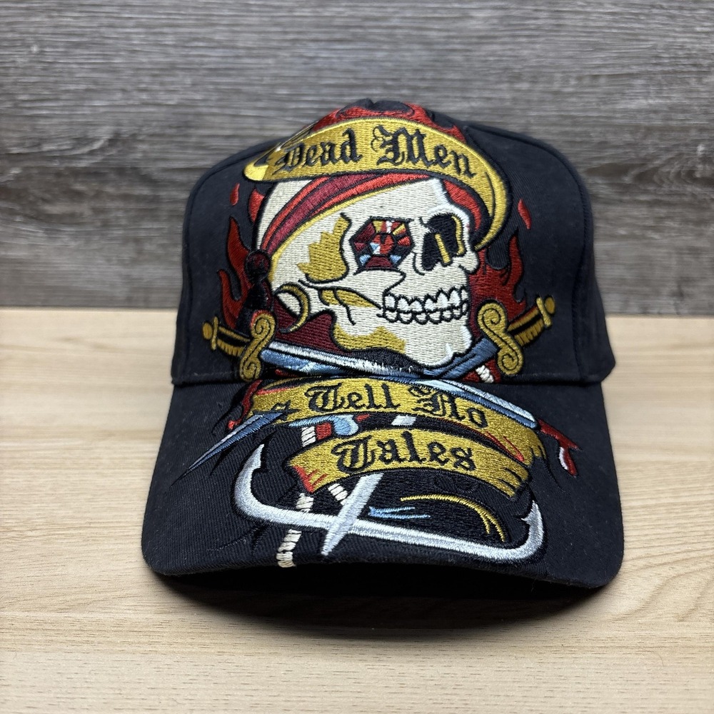 Disney Pirates Caribbean Dead Men Tell No Tales Hat Cap Strap Back Black Mens